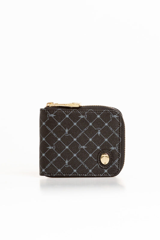 Retro Chic Leather Medium Wallet - Black
