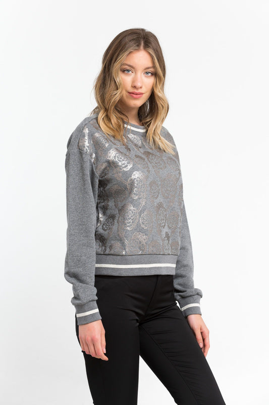 Elegant Oversized Round-Neck Cotton Sweatshirt