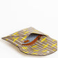 Elegant Striped Leather Clutch in Beige