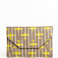 Elegant Striped Leather Clutch in Beige