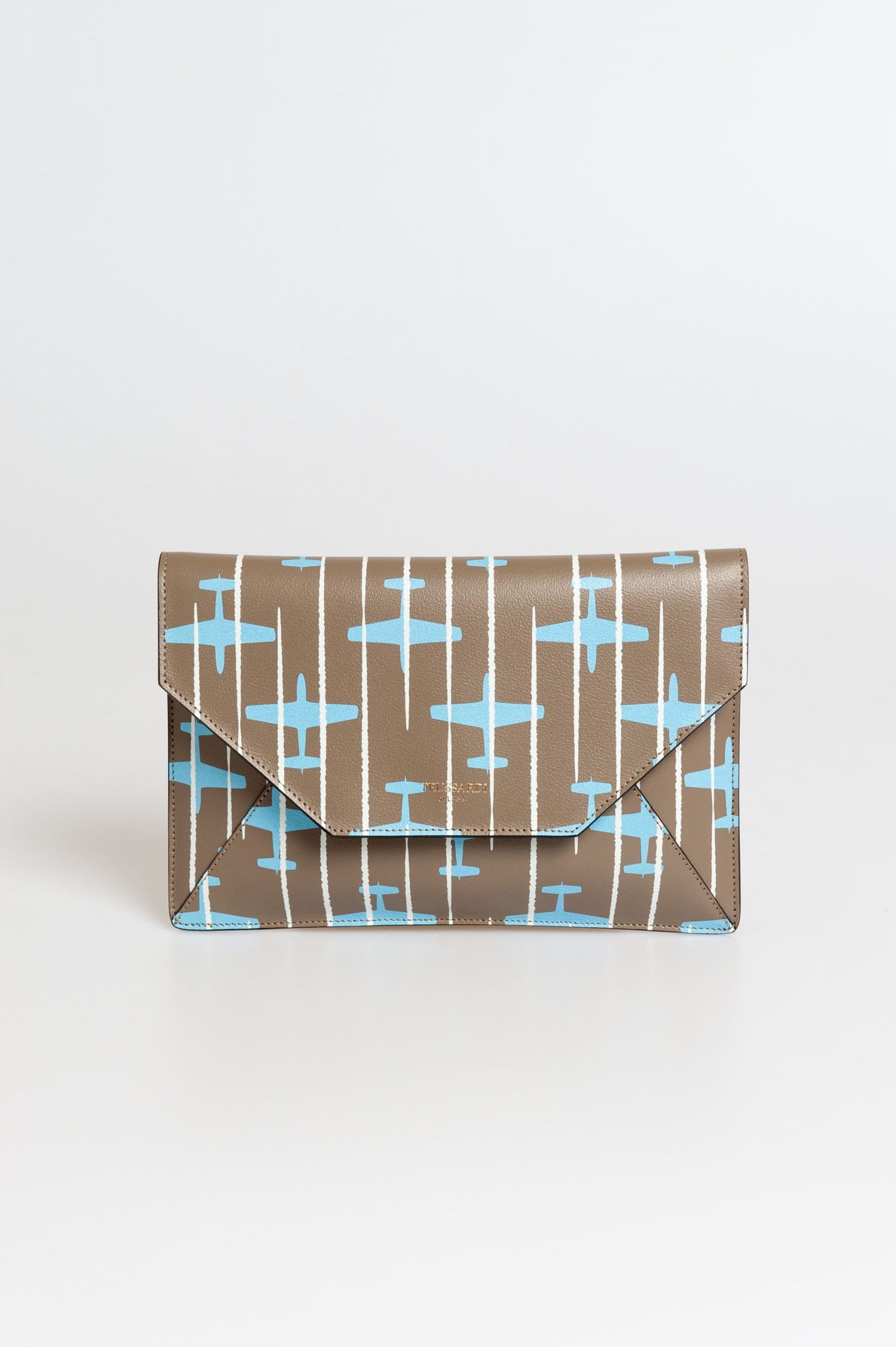 Elegant Crespo Clutch with Airplane Stripe Motif