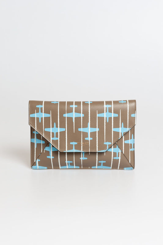 Elegant Crespo Clutch with Airplane Stripe Motif