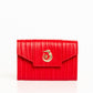Elegant Red Leather Wallet with Stripe Details