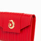 Elegant Red Leather Wallet with Stripe Details