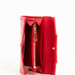 Elegant Red Leather Wallet with Stripe Details