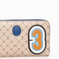 Elegant Crepe Leather Zip Wallet in Beige