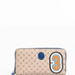 Elegant Crepe Leather Zip Wallet in Beige