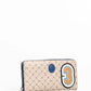 Elegant Crepe Leather Zip Wallet in Beige