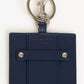 Elegant Blue Leather Badge Holder with Key Ring