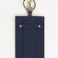 Elegant Blue Leather Badge Holder with Key Ring