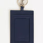 Elegant Blue Leather Badge Holder with Key Ring