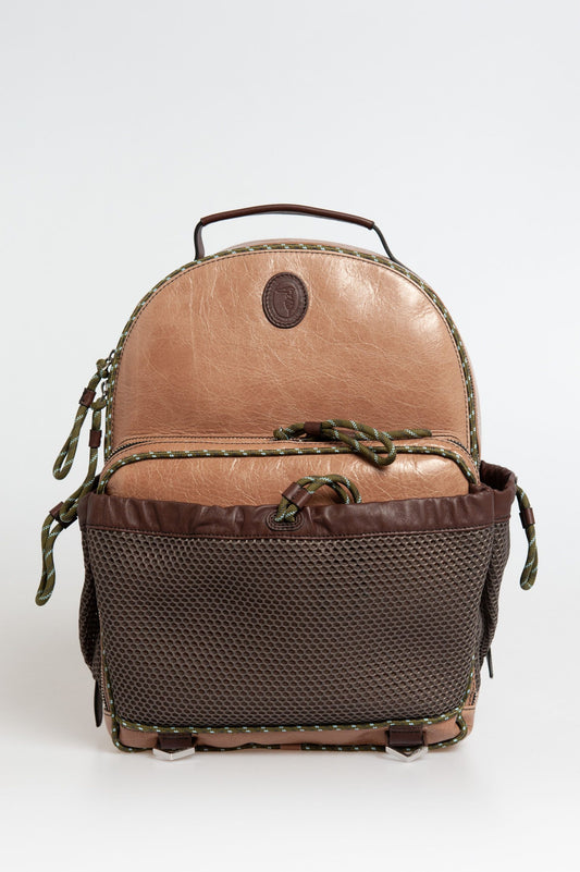 Elegant Calfskin Backpack with Unique Crackle Effect