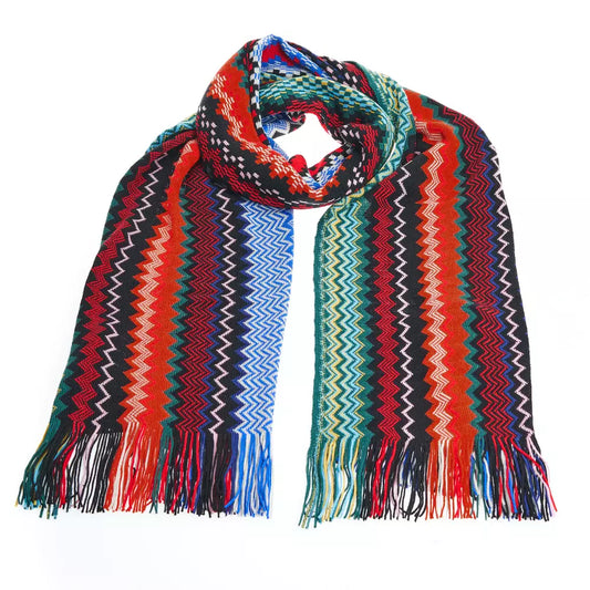 Geometric Fringe Scarf in Bright Multicolor