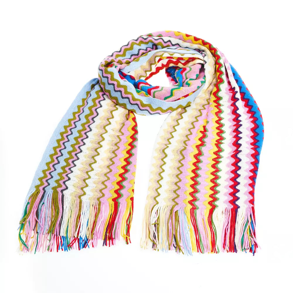 Geometric Pattern Fringed Scarf in Vibrant Hues