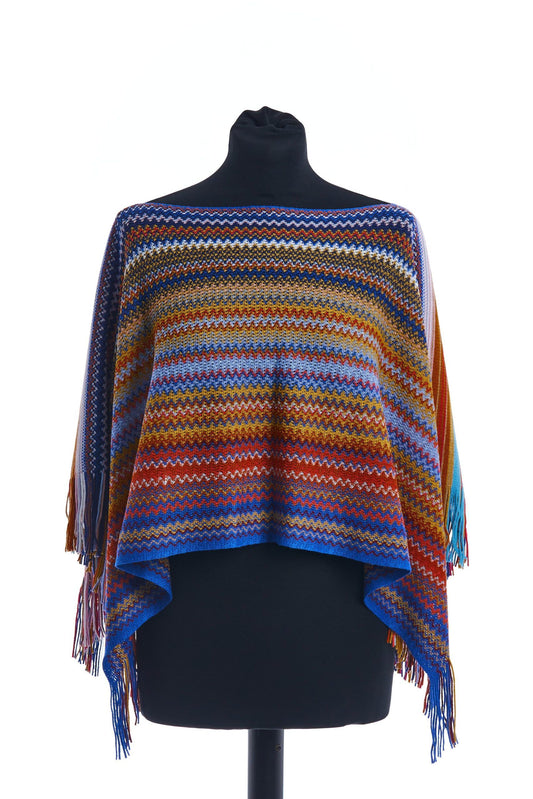 Elegant Multicolor Wool Blend Poncho