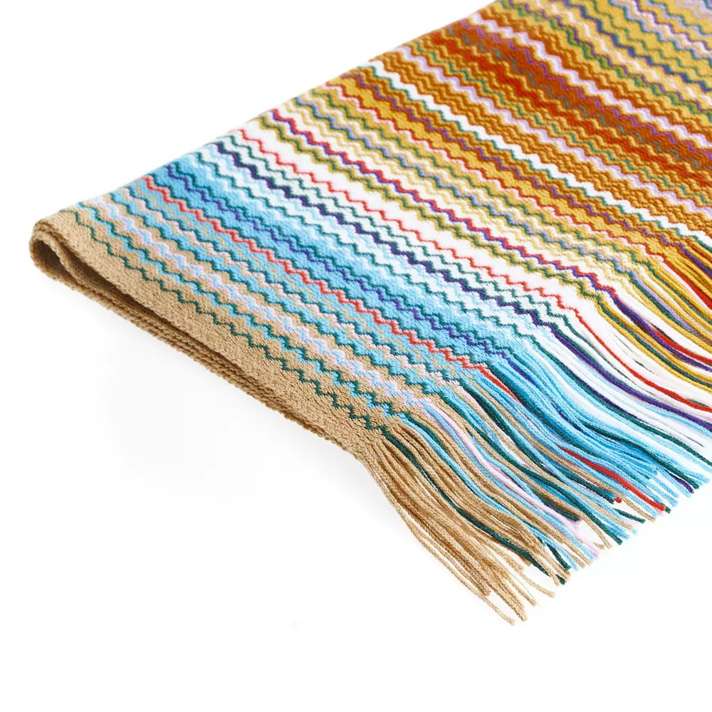 Geometric Pattern Fringed Scarf