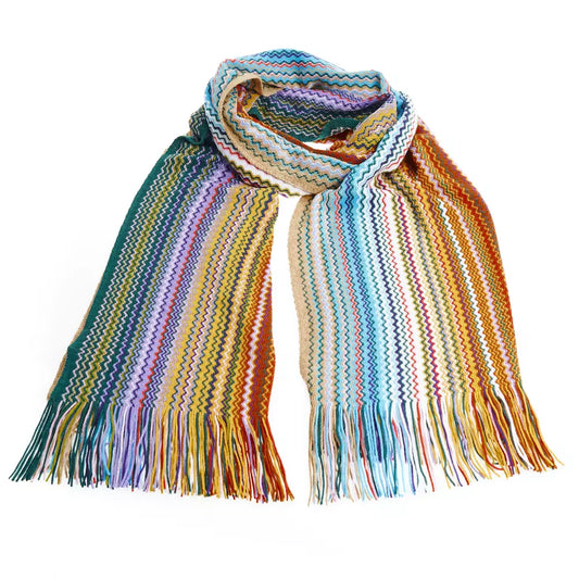 Geometric Pattern Fringed Scarf