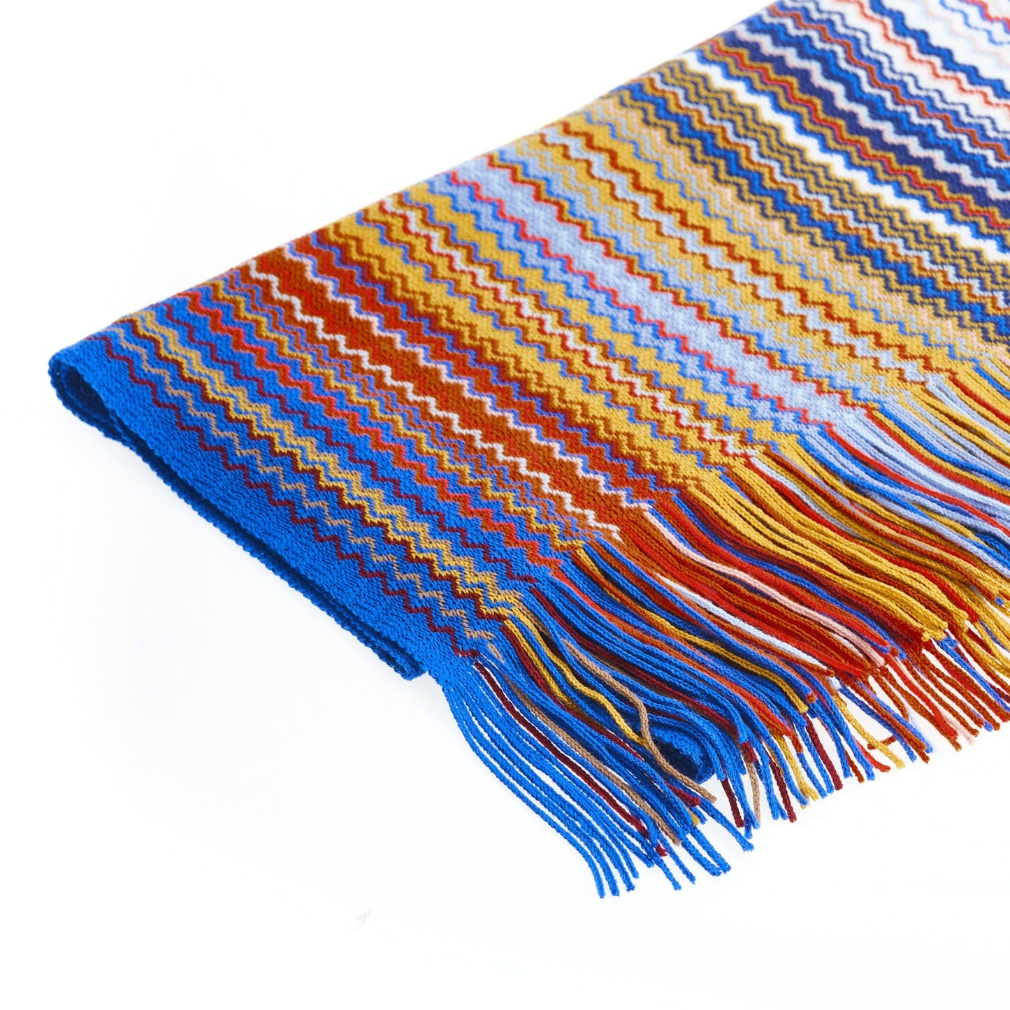 Geometric Patterned Fringed Scarf in Vivid Hues