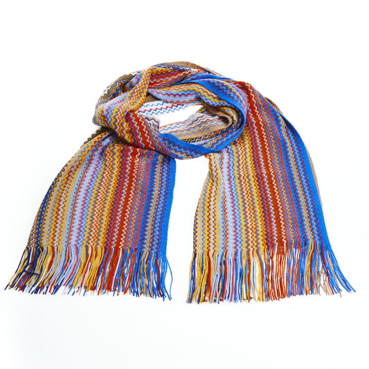 Geometric Patterned Fringed Scarf in Vivid Hues