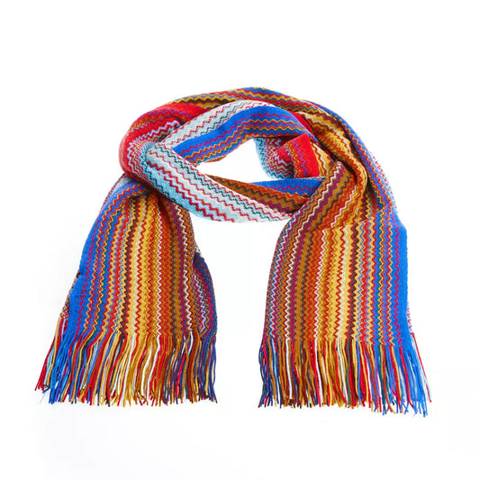 Geometric Pattern Fringed Scarf
