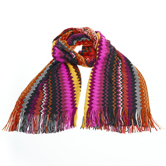 Geometric Pattern Fringed Scarf in Vibrant Hues