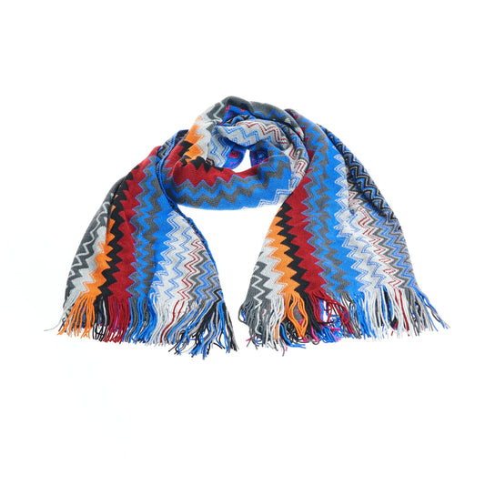 Geometric Patterned Fringed Scarf