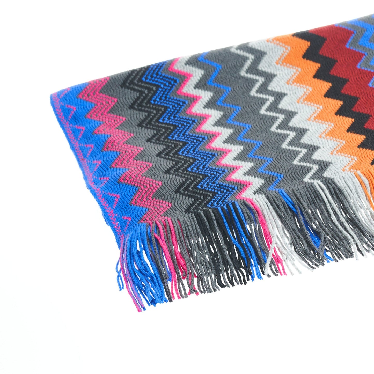 Geometric Patterned Fringed Scarf
