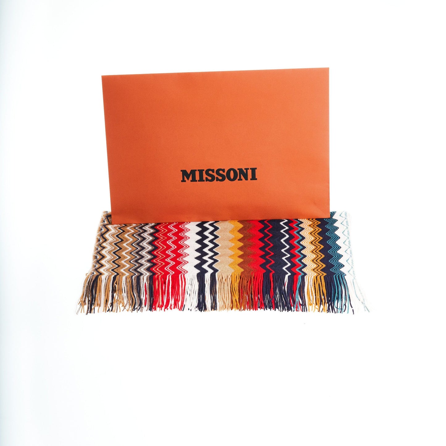Geometric Pattern Fringe Scarf in Vivid Tones