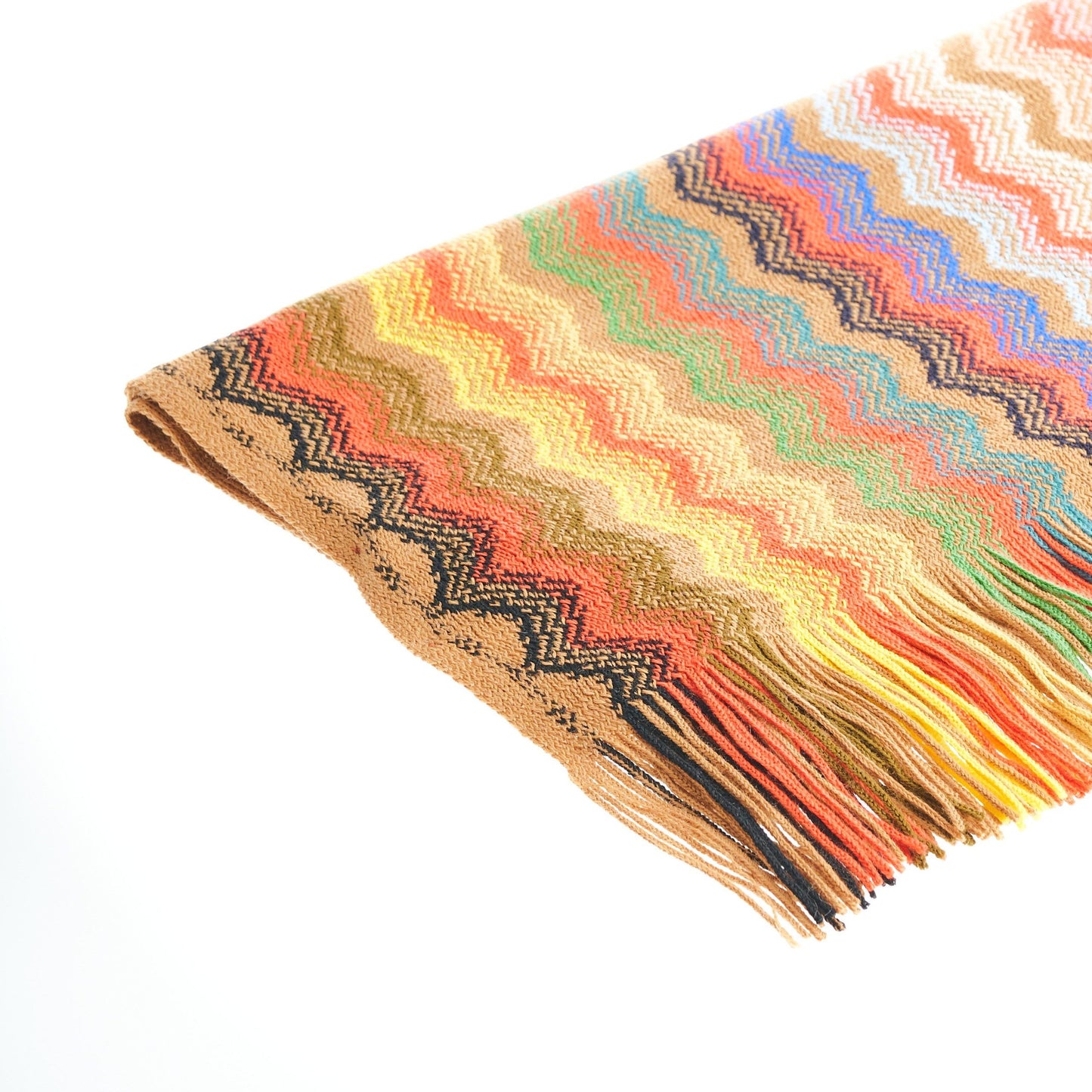 Geometric Pattern Fringe Scarf in Vibrant Hues