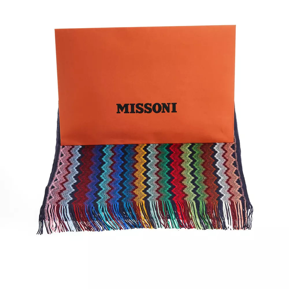 Vibrant Geometric Patterned Scarf with Fringes