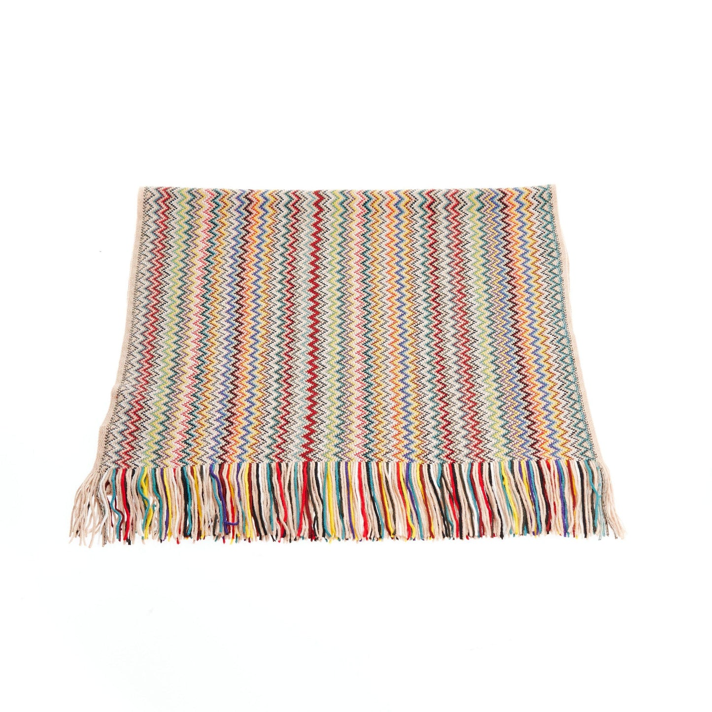Geometric Fringed Scarf in Vivid Multicolor