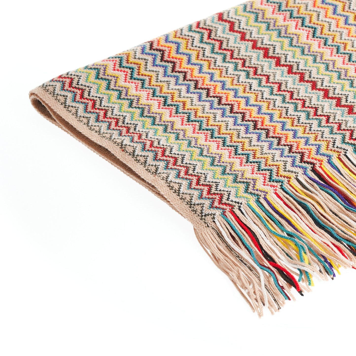 Geometric Fringed Scarf in Vivid Multicolor