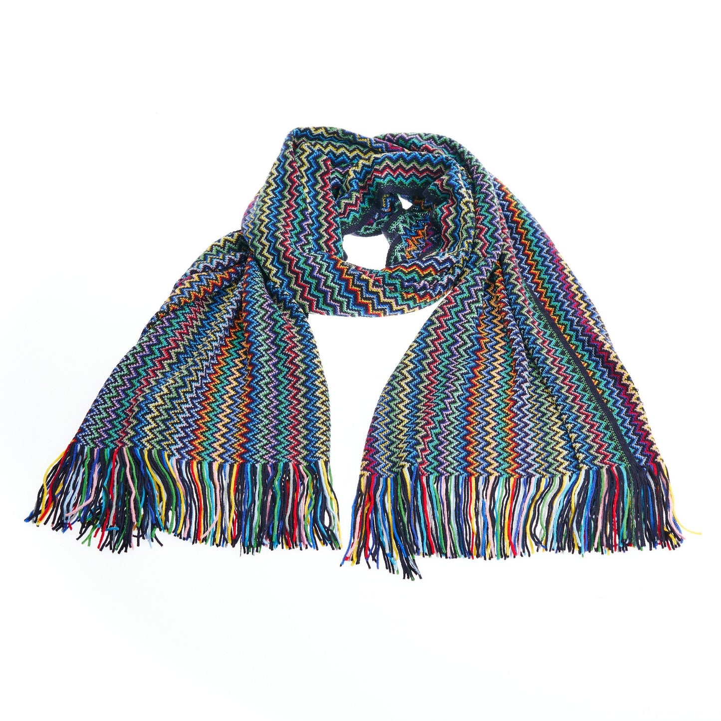 Geometric Pattern Fringed Scarf