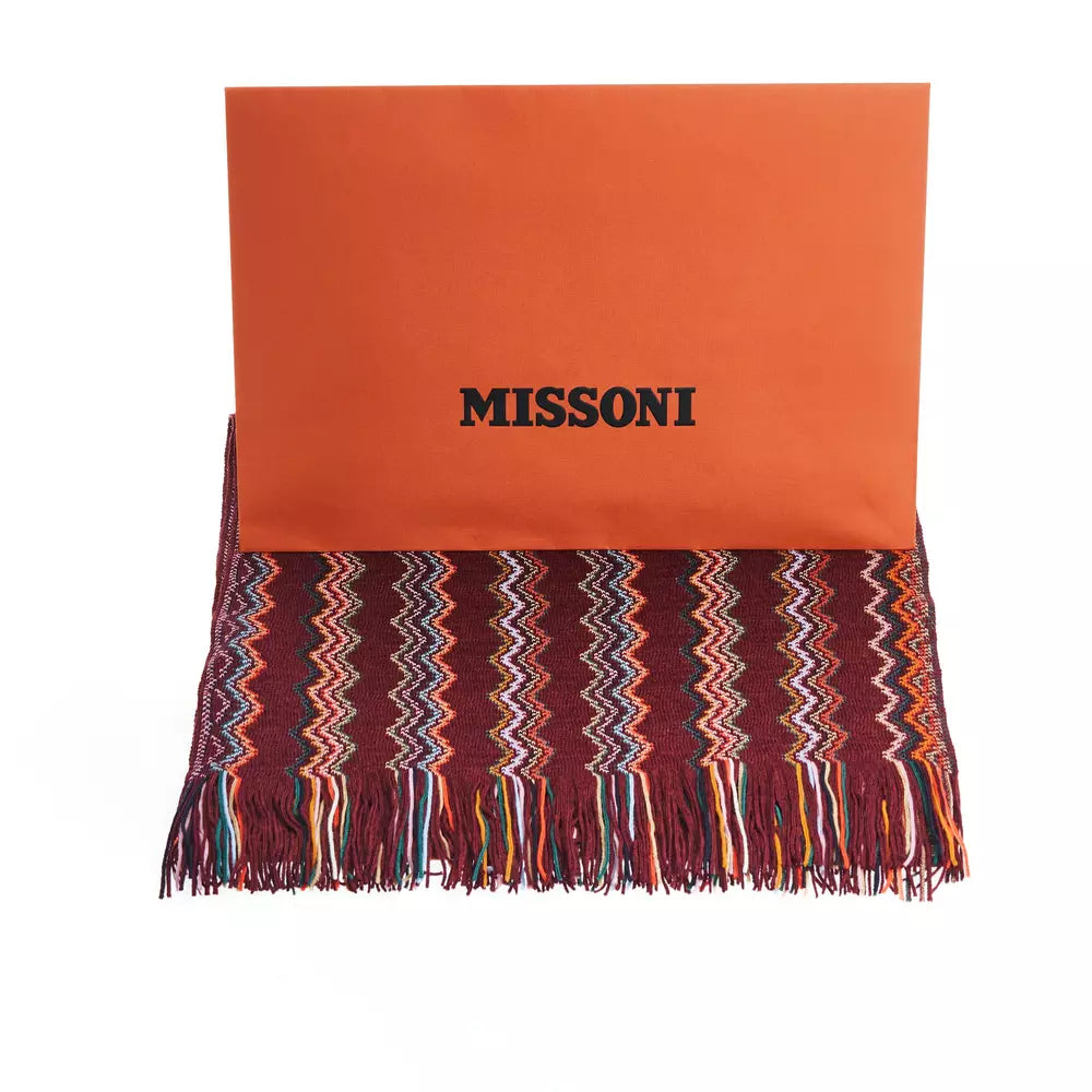Geometric Fringe Scarf in Vibrant Wool Blend