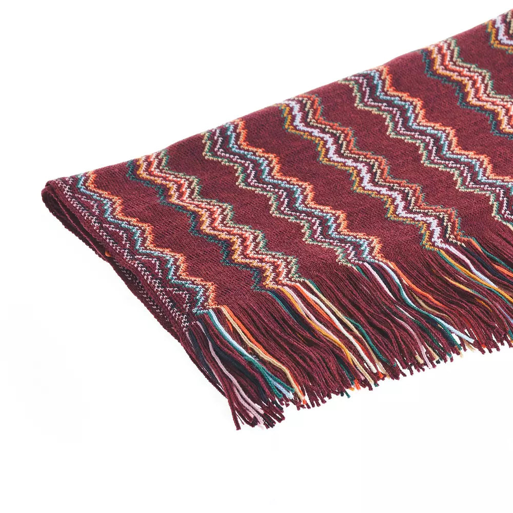 Geometric Fringe Scarf in Vibrant Wool Blend