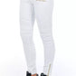 Chic Biker-Inspired White Stretch Denim Jeans