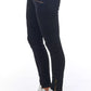 Elegant Biker Stretch Denim Jeans in Black