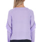 Elegant Violet Pleated Long-Sleeve Blouse