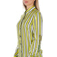 Elegant Striped Jewel-Sleeve Shirt