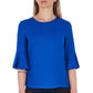 Elegant Blue Flared-Sleeve Blouse