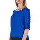 Chic Blue Blouse with Elegant 3/4 Sleeves