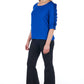 Chic Blue Blouse with Elegant 3/4 Sleeves