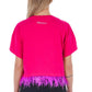 Oversized Feathered Hem Pink Tee