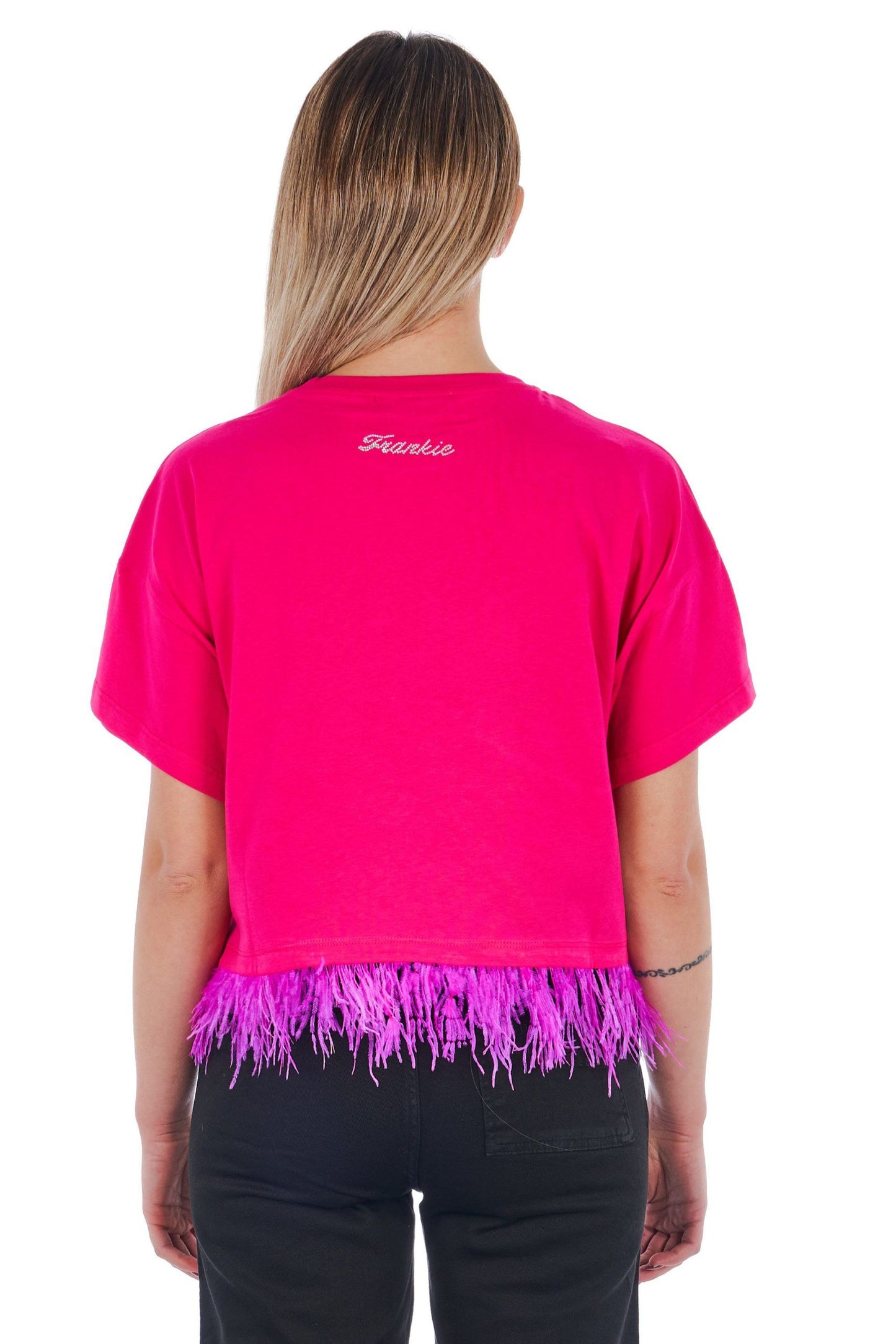 Oversized Feathered Hem Pink Tee