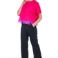 Oversized Feathered Hem Pink Tee