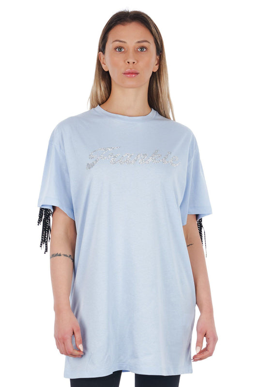 Chic Oversized Tee with Studded Fringe Detail