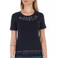 Sleek Black Cotton Blend Tee with Front Print
