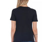Sleek Black Cotton Blend Tee with Front Print