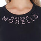 Sleek Black Cotton Blend Tee with Front Print