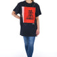 Chic Oversized Tee with Front Print Detail